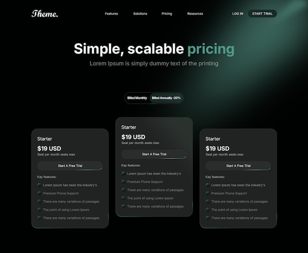 Stonowana plansza z opcjami cenowymi